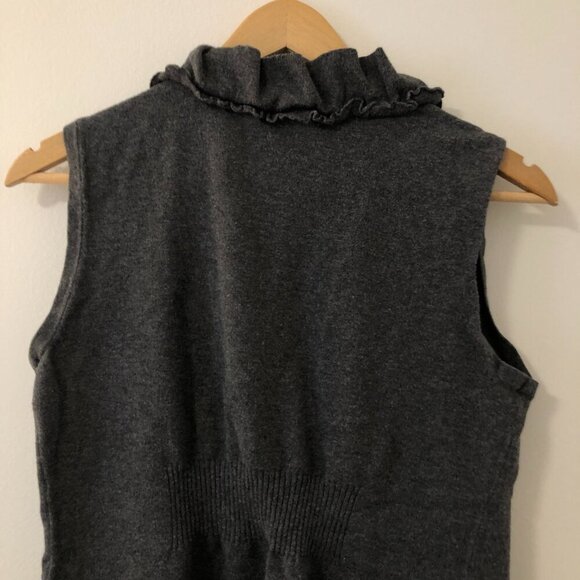 Style&Co. Ruffle Sleeveless Long Sweater Cardigan Vest Charcoal Gray Size Small - Picture 6 of 9